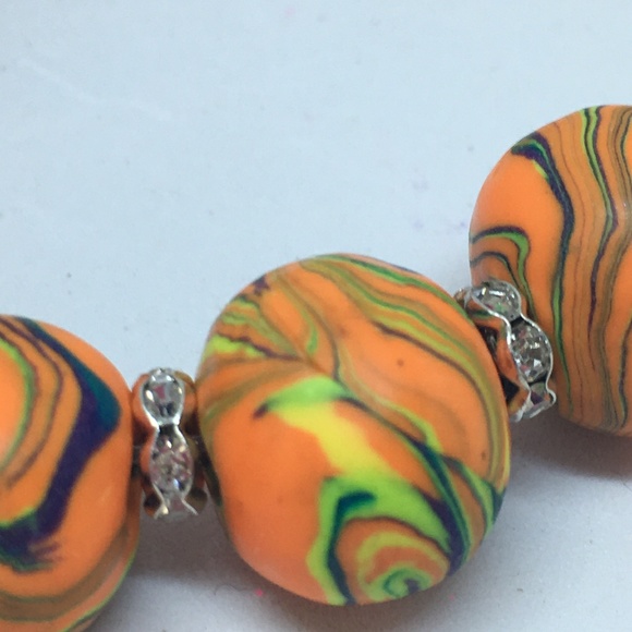 Unique Handmade Polymer Clay Bead Bracelet - Picture 2 of 6